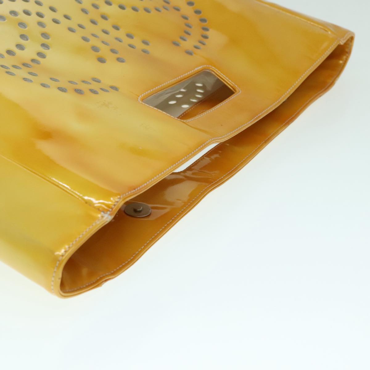 CHANEL COCO Mark Hand Bag Patent leather Yellow CC bs18402