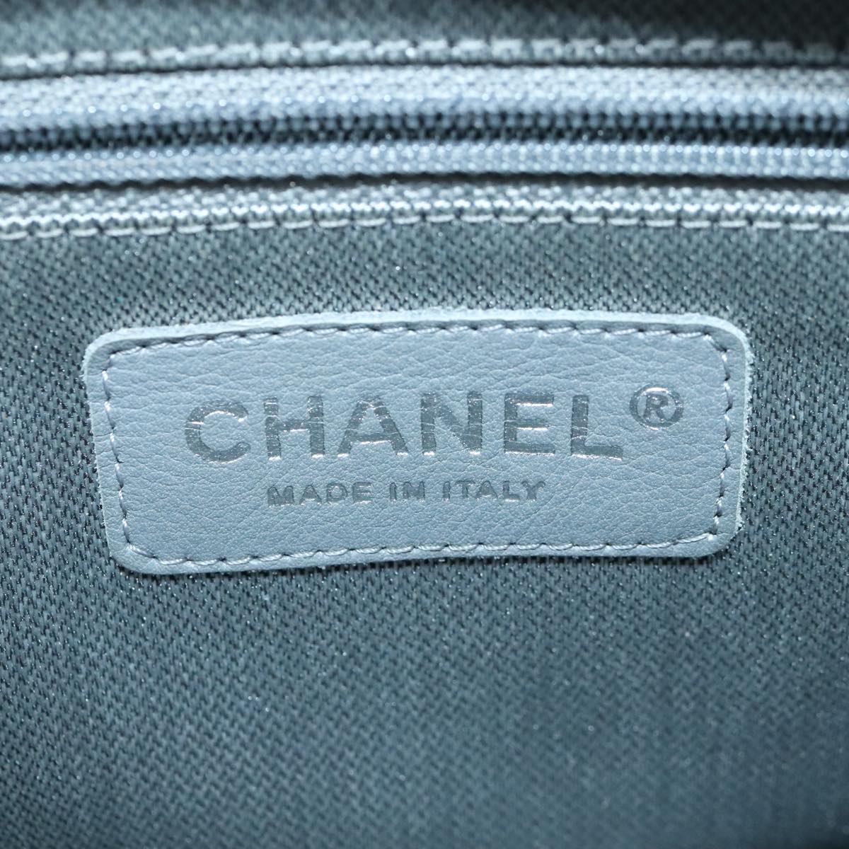 CHANEL Chain Shoulder Bag Leather Silver Black CC bs18415