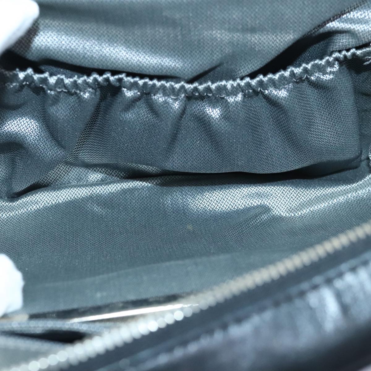 CHANEL Chain Shoulder Bag Leather Silver Black CC bs18415