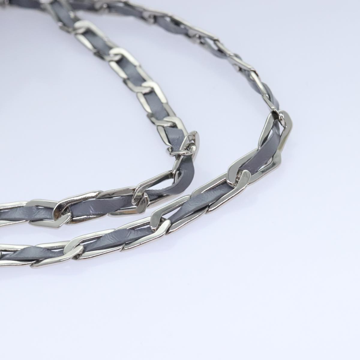 CHANEL Chain Shoulder Bag Leather Silver Black CC bs18415
