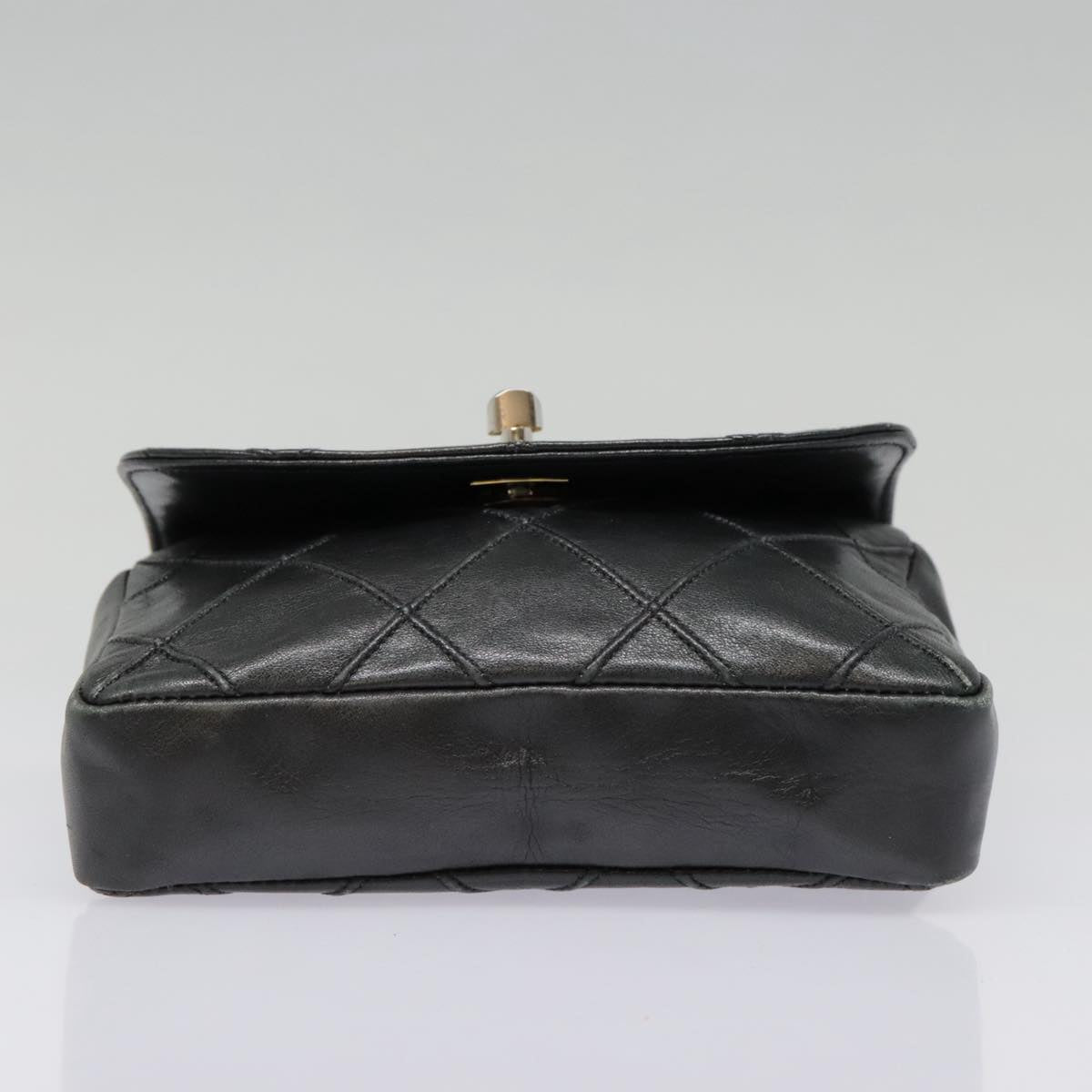 CHANEL Bicolore Chain Waist bag Leather Black Gold CC bs18454