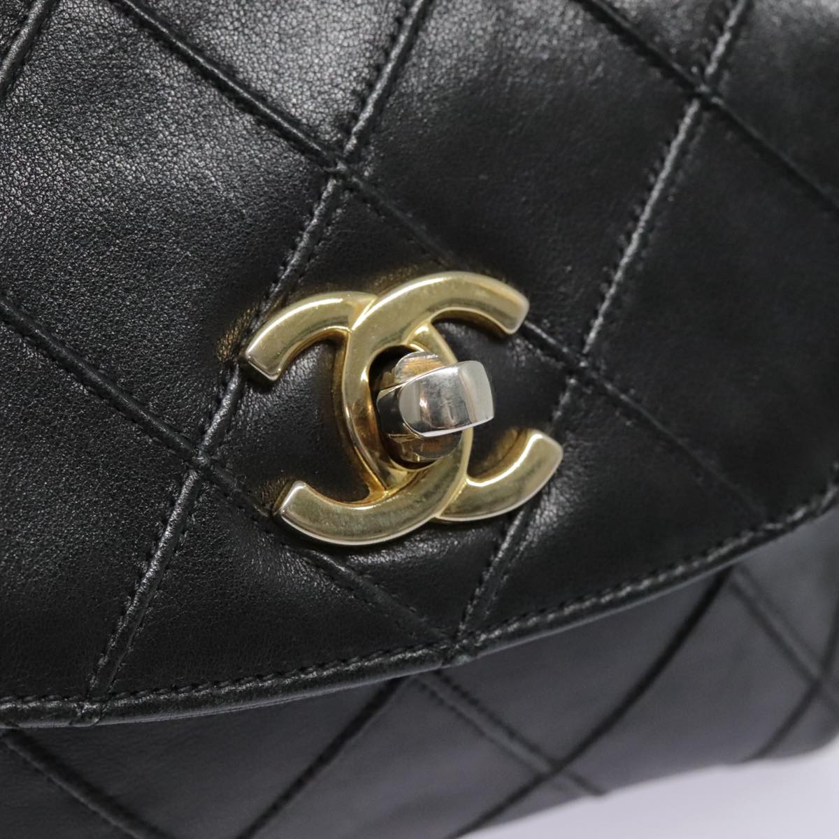 CHANEL Bicolore Chain Waist bag Leather Black Gold CC bs18454
