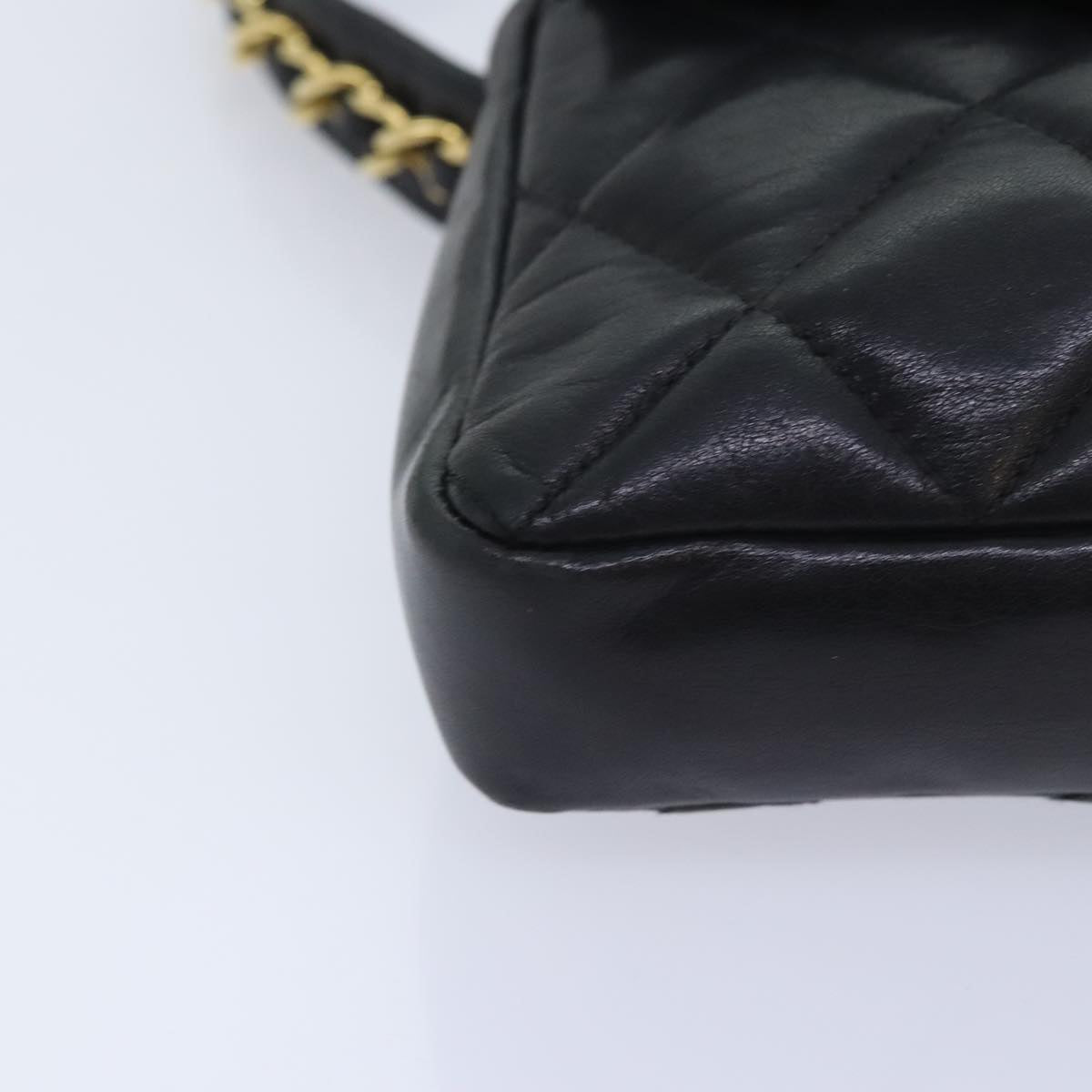 CHANEL Matelasse Waist bag Lamb Skin Black Gold CC bs18455