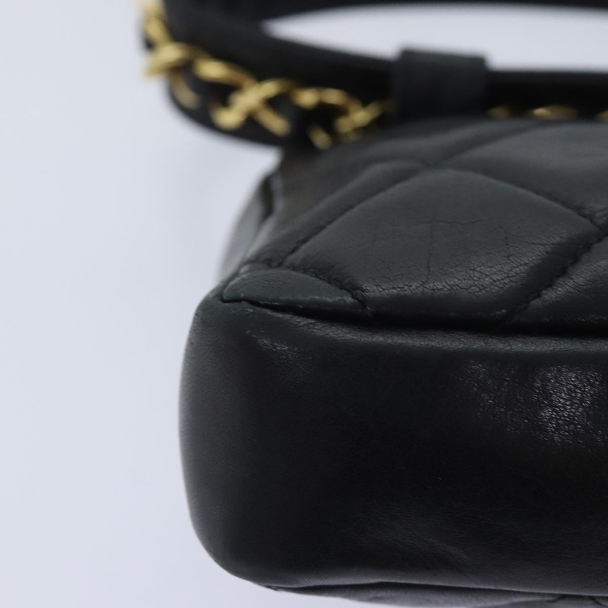 CHANEL Matelasse Waist bag Lamb Skin Black Gold CC bs18455