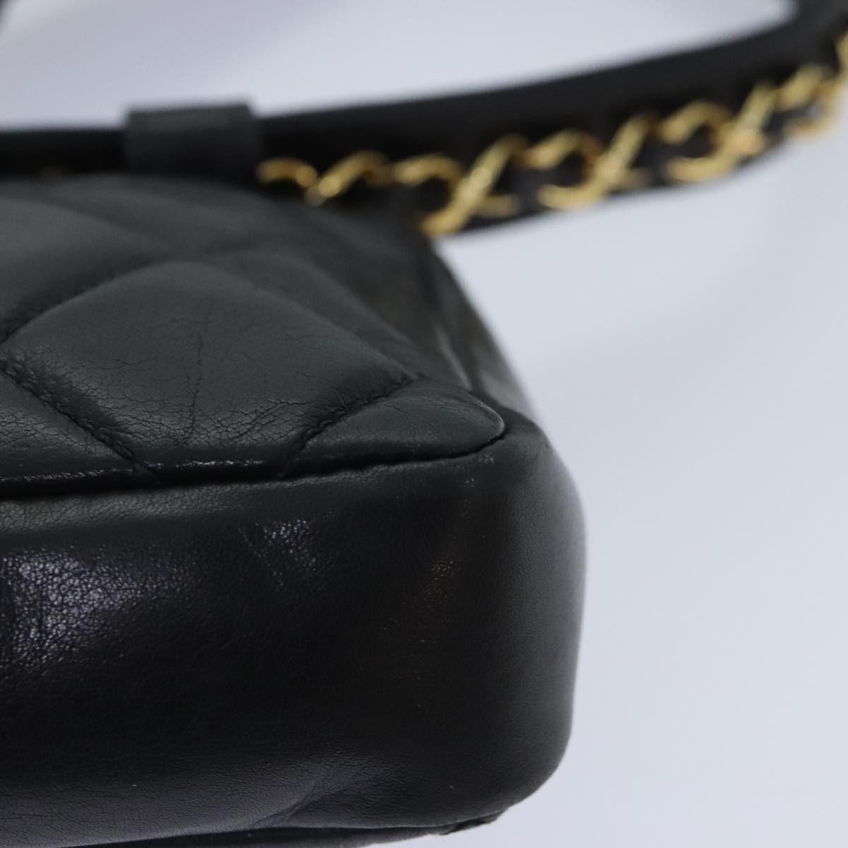 CHANEL Matelasse Waist bag Lamb Skin Black Gold CC bs18455