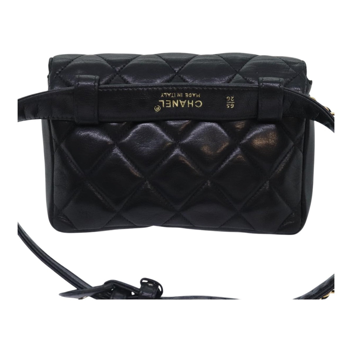 CHANEL Matelasse Waist bag Lamb Skin Black Gold CC bs18455