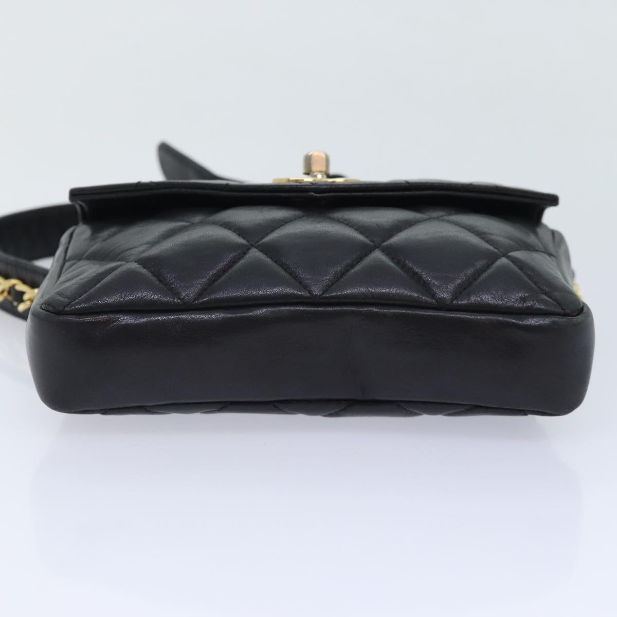 CHANEL Matelasse Waist bag Lamb Skin Black Gold CC bs18455