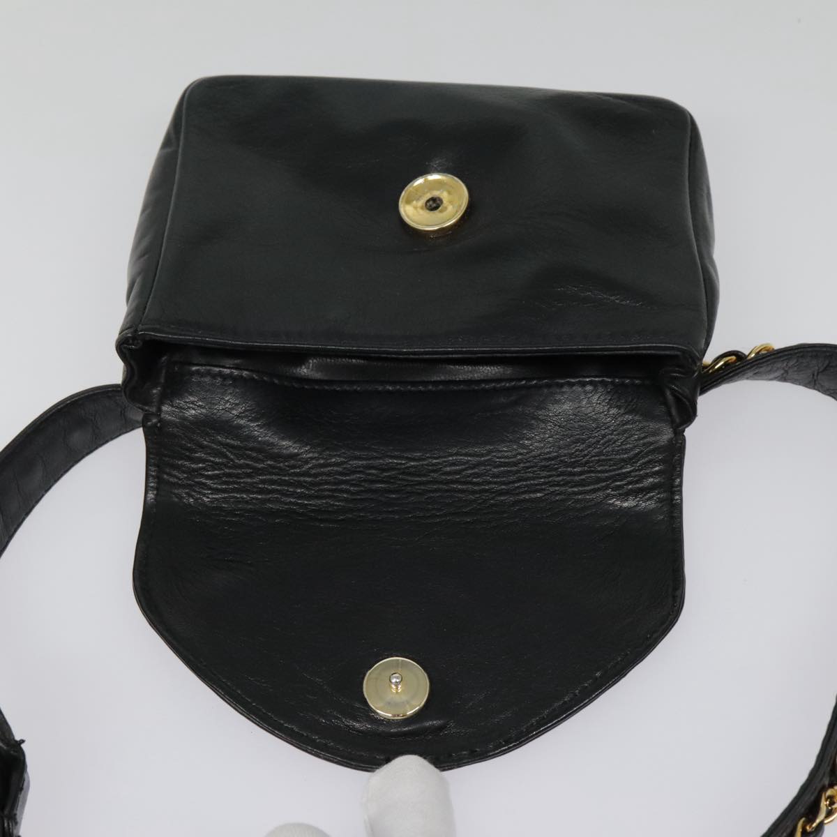 CHANEL Chain Waist bag Lamb Skin Black Gold CC bs18476