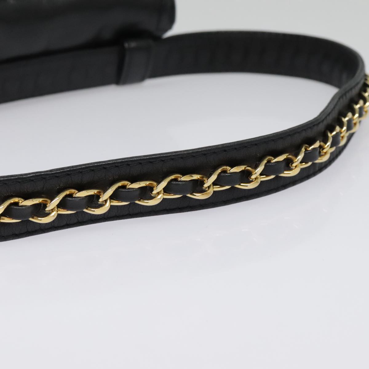 CHANEL Chain Waist bag Lamb Skin Black Gold CC bs18476
