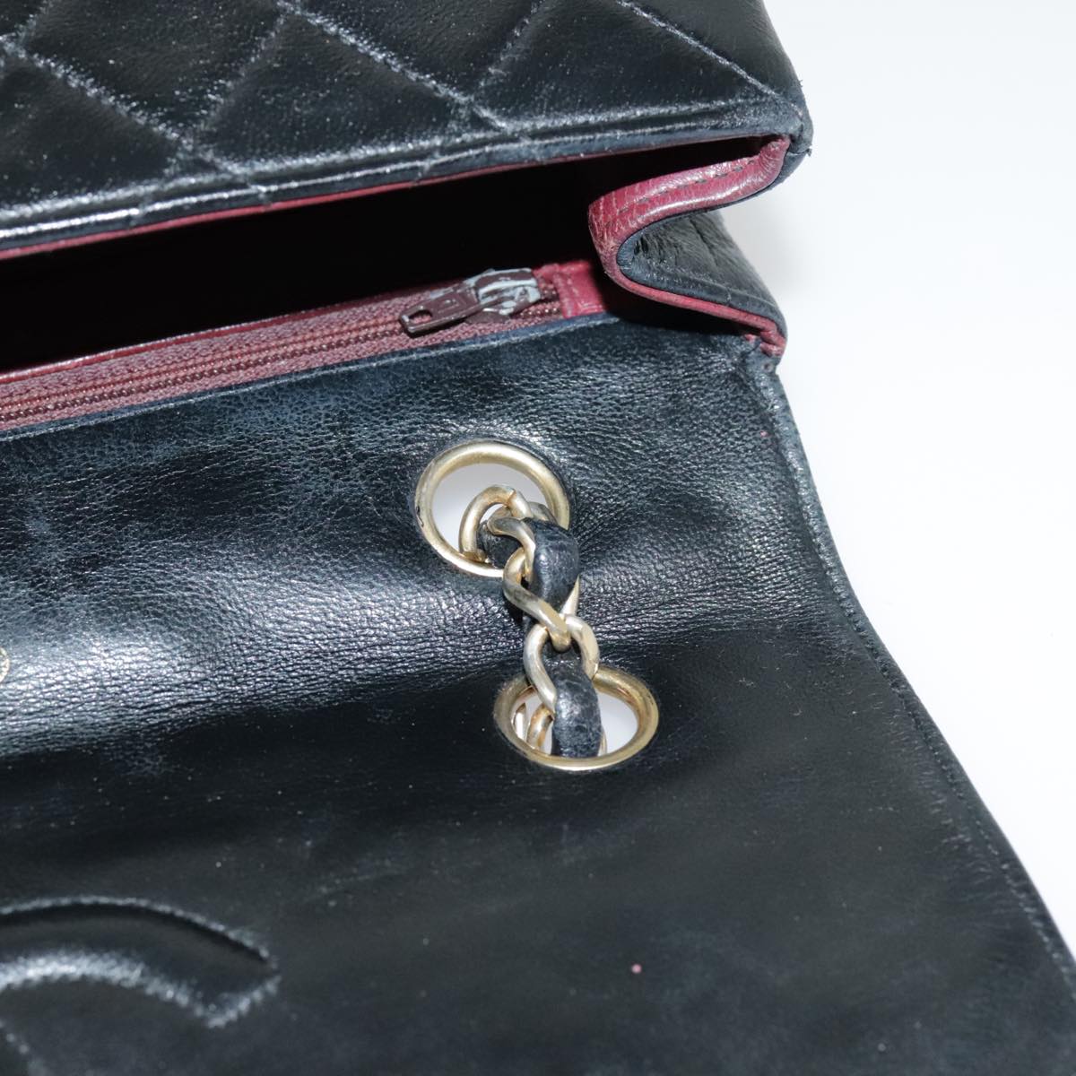 CHANEL Matelasse Chain Shoulder Bag Lamb Skin Gold Black CC bs18532