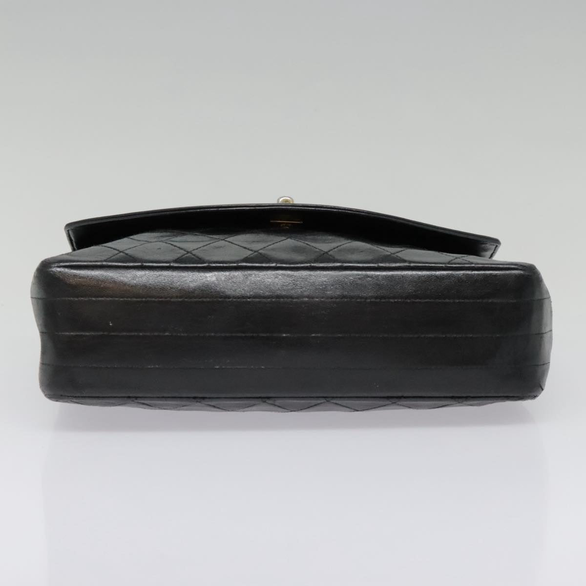 CHANEL Matelasse Chain Shoulder Bag Lamb Skin Gold Black CC bs18532