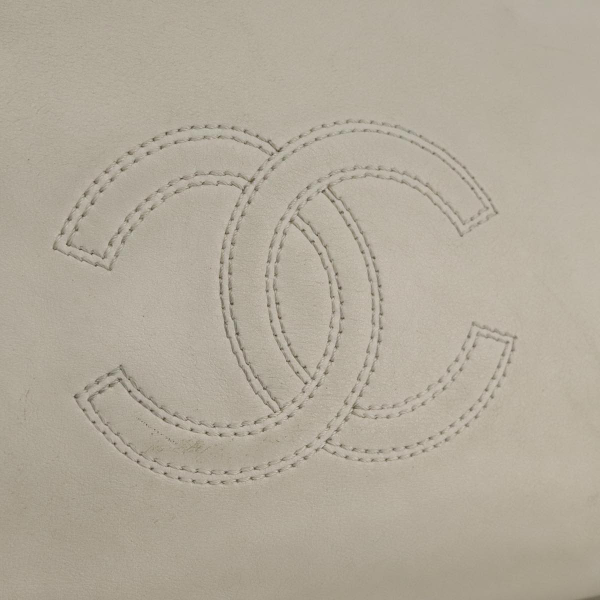 CHANEL COCO Mark Tote Bag Leather White Black CC bs18647