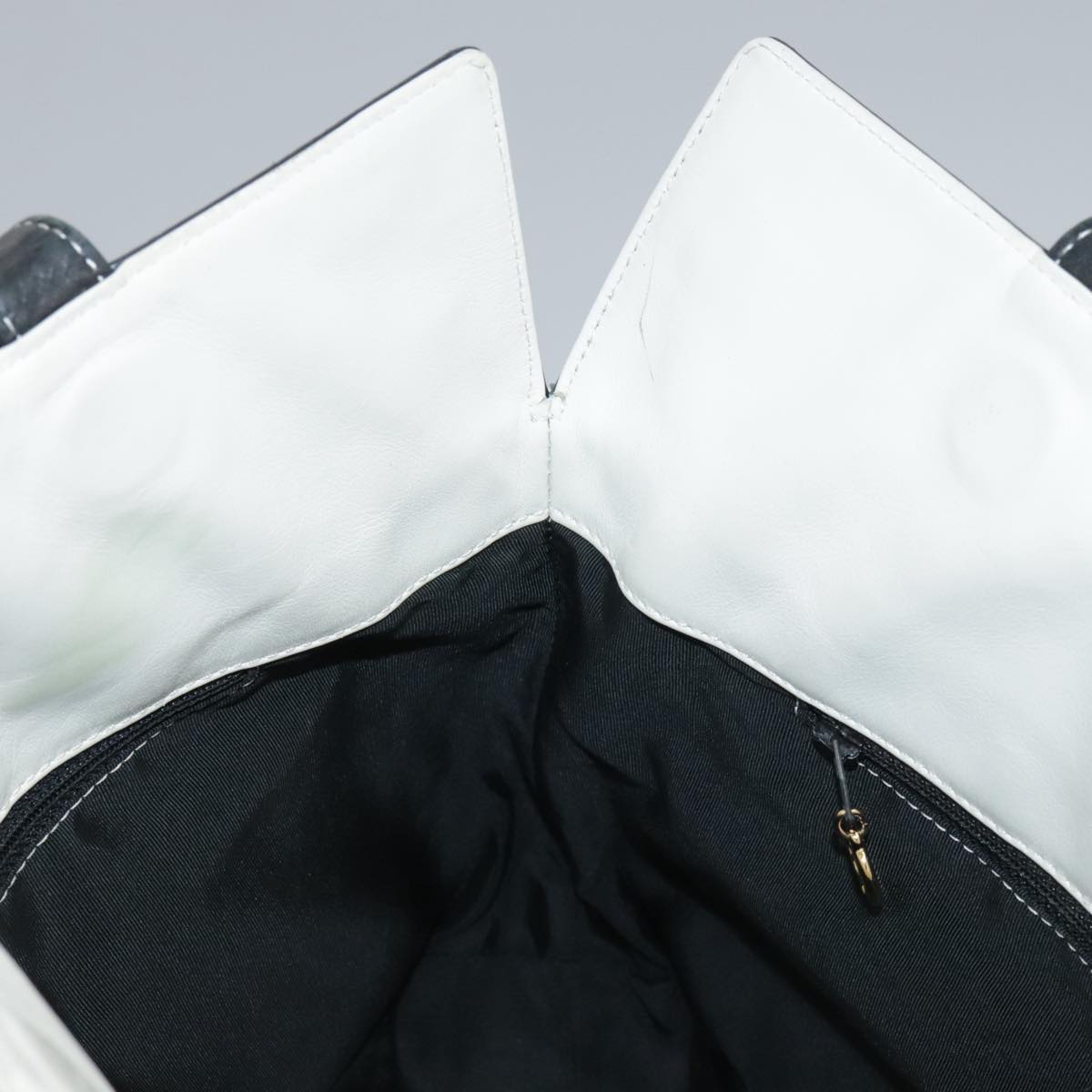 CHANEL COCO Mark Tote Bag Leather White Black CC bs18647