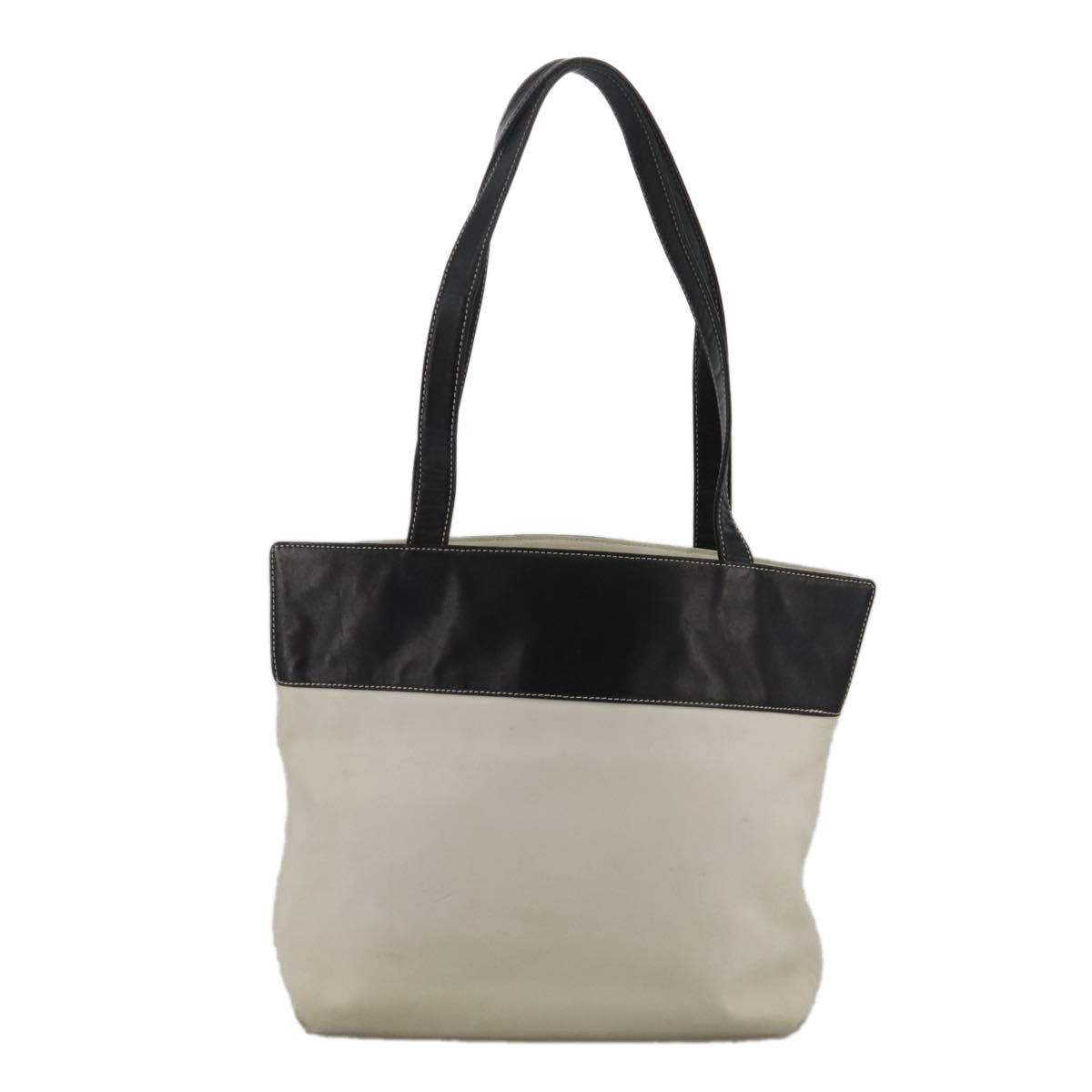CHANEL COCO Mark Tote Bag Leather White Black CC bs18647