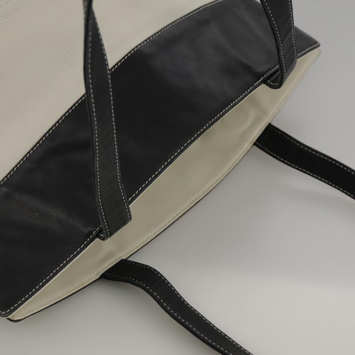 CHANEL COCO Mark Tote Bag Leather White Black CC bs18647