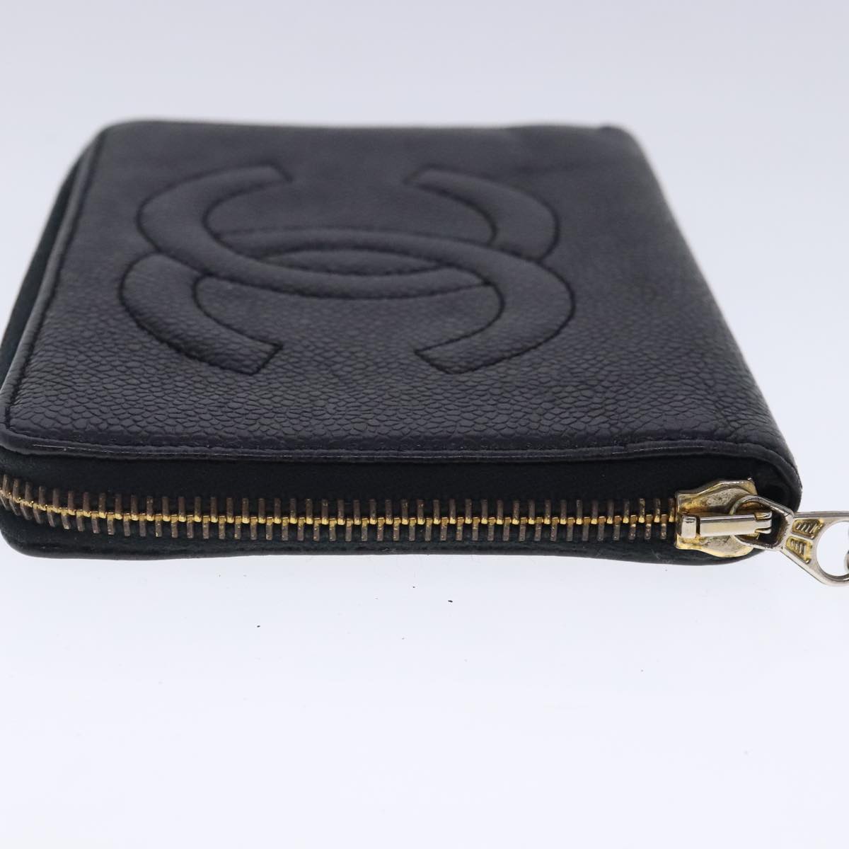CHANEL Wallet Caviar Skin Black Gold CC bs18702