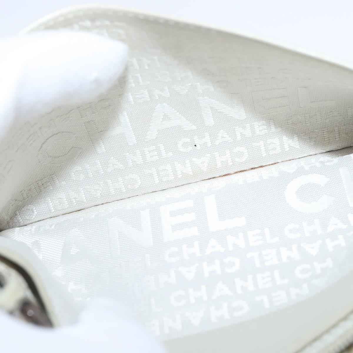 CHANEL Cambon Line Long Wallet Leather Beige Silver CC bs18722
