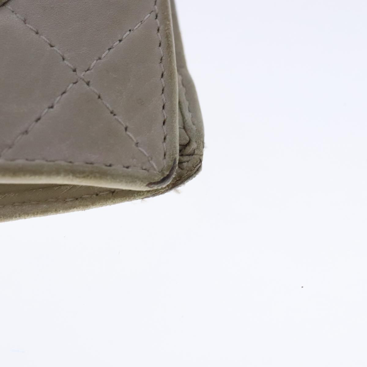 CHANEL Cambon Line Long Wallet Leather Beige Silver CC bs18722