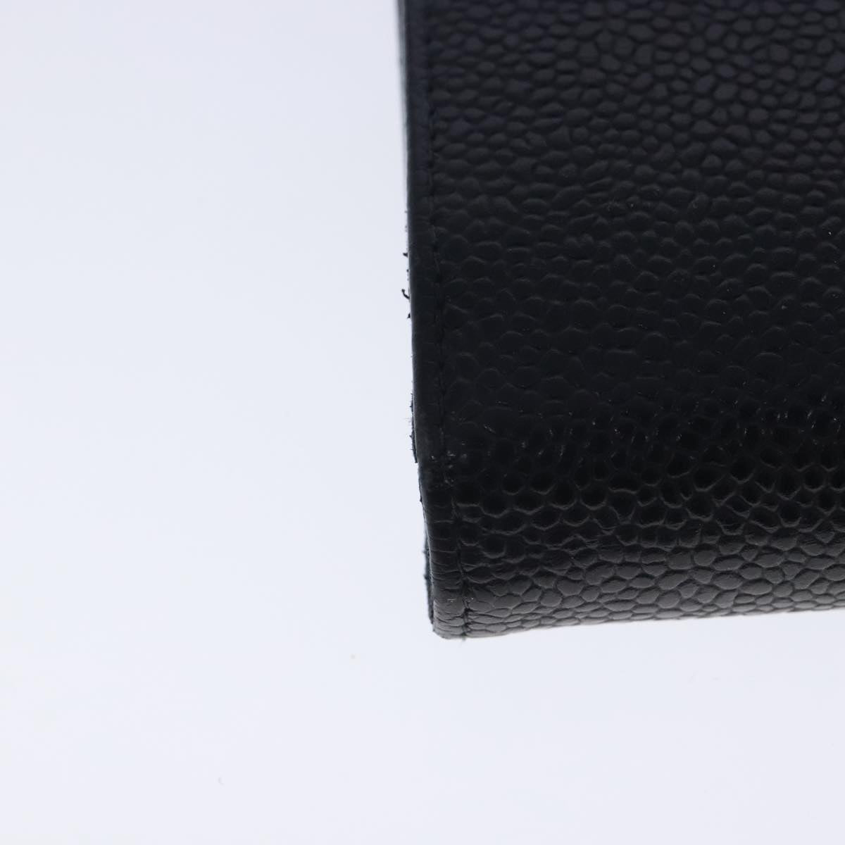 CHANEL Long Wallet Caviar Skin Black Gold CC bs18723