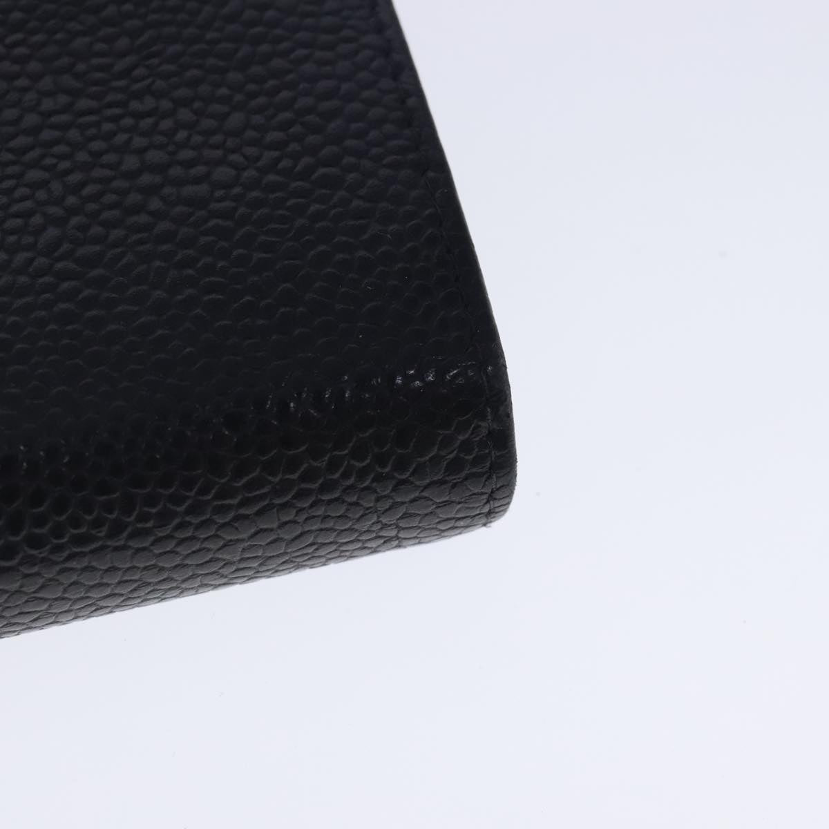 CHANEL Long Wallet Caviar Skin Black Gold CC bs18723