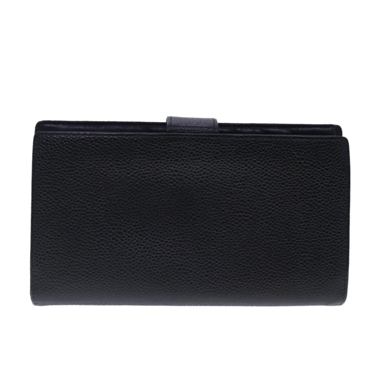 CHANEL Long Wallet Caviar Skin Black Gold CC bs18723