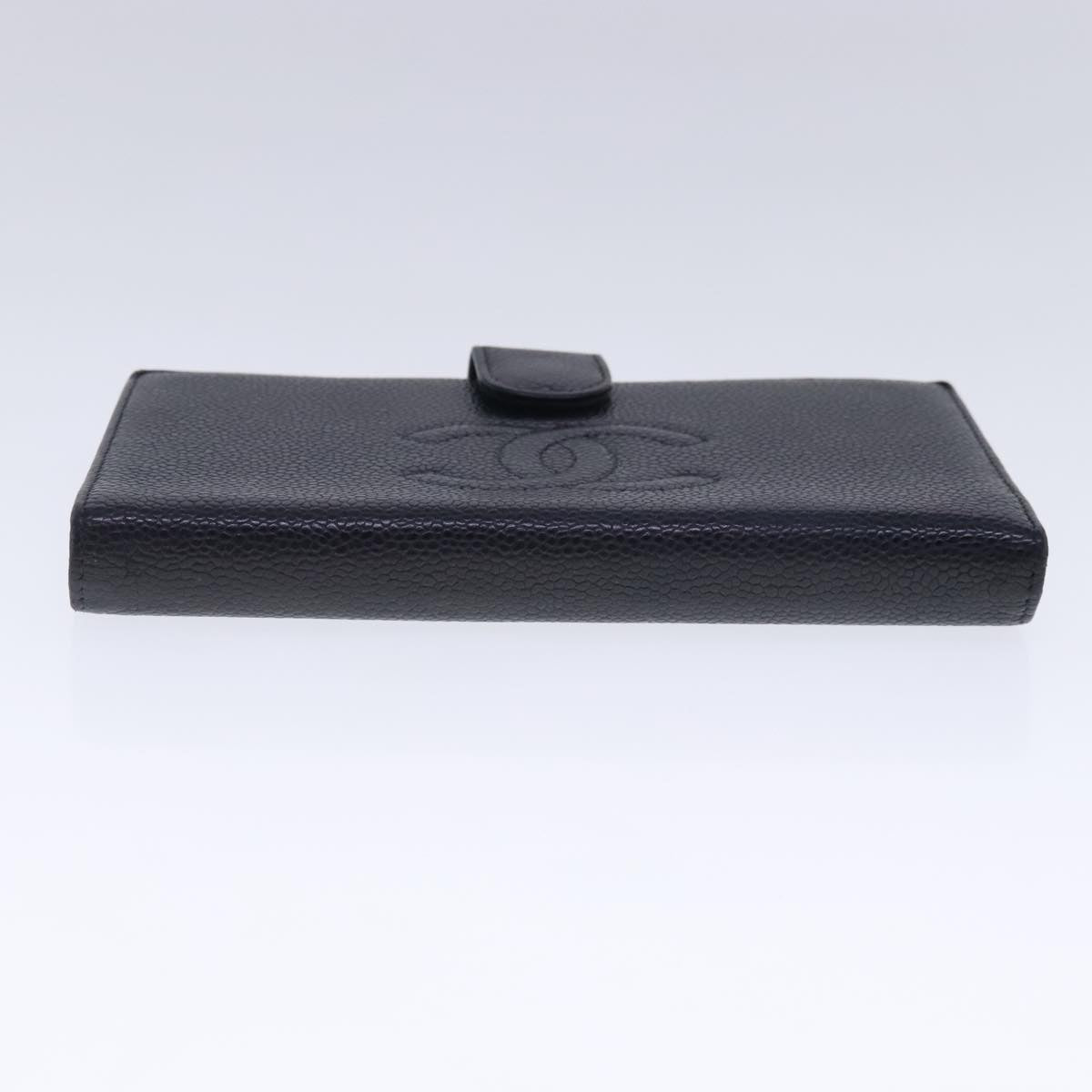 CHANEL Long Wallet Caviar Skin Black Gold CC bs18723