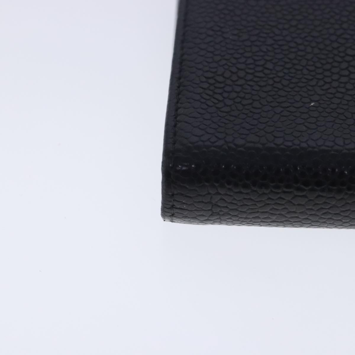 CHANEL Long Wallet Caviar Skin Black Gold CC bs18723