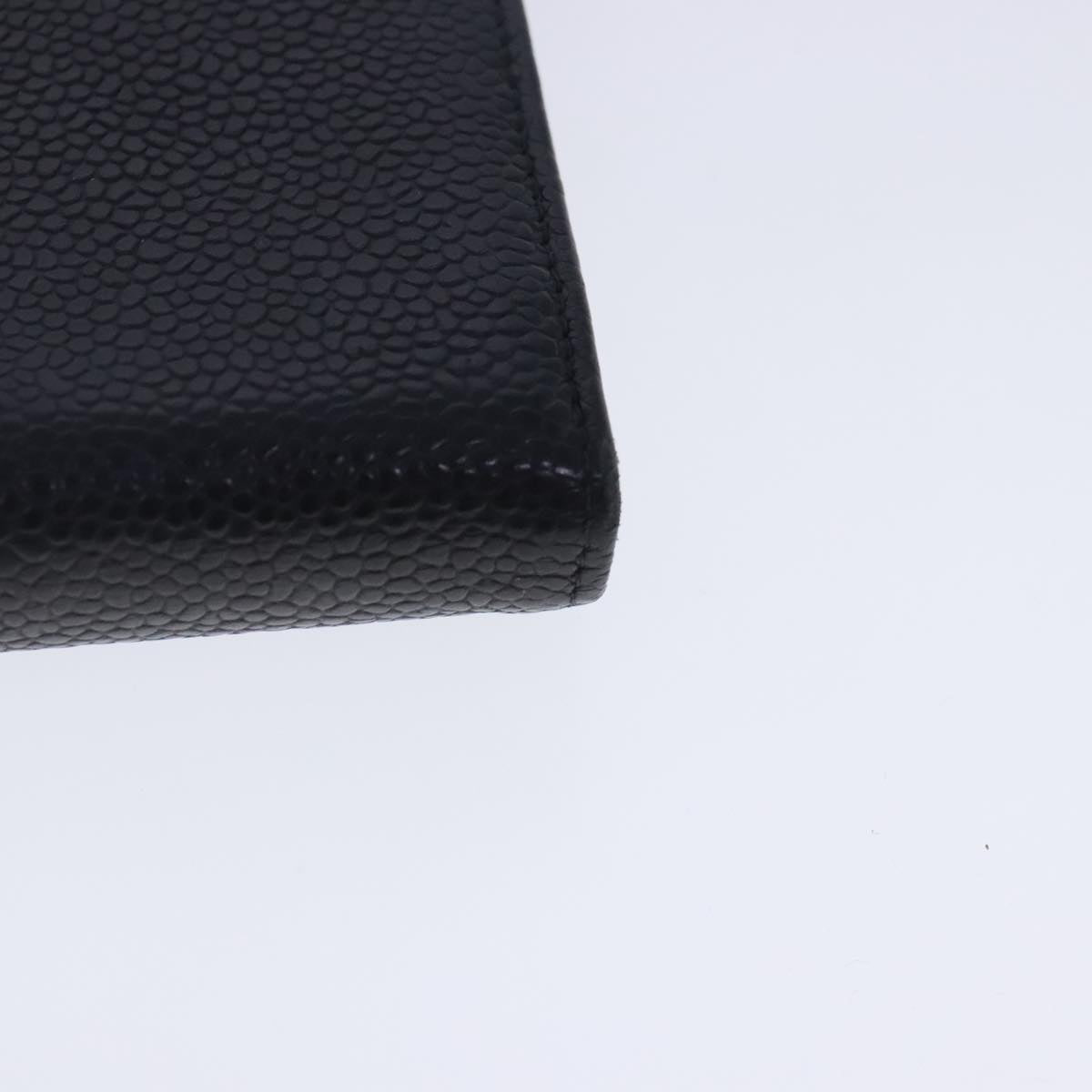 CHANEL Long Wallet Caviar Skin Black Gold CC bs18723