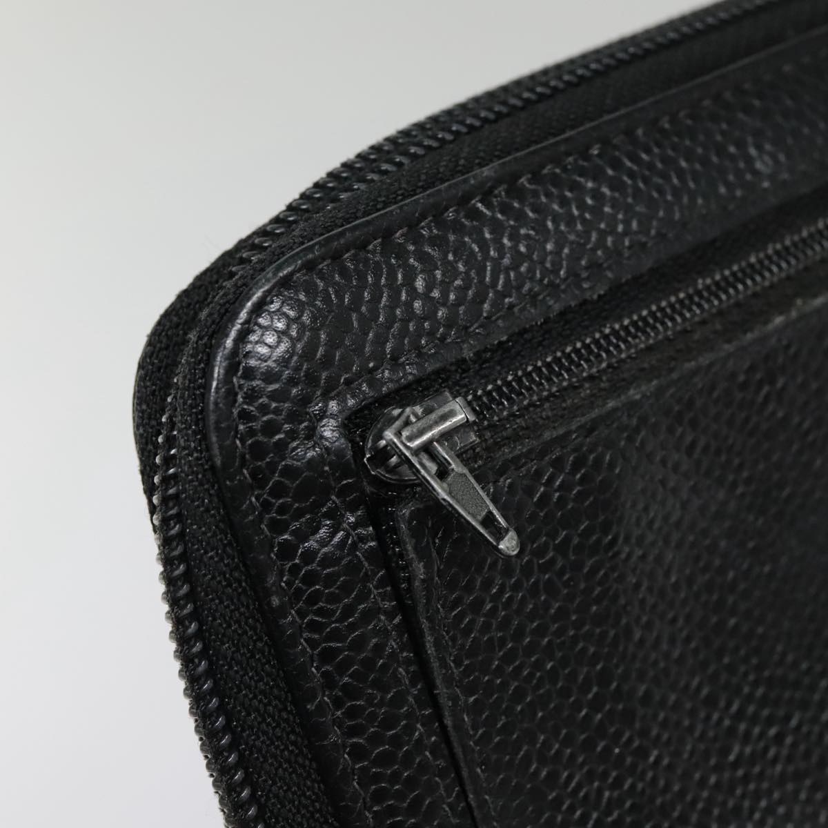 CHANEL Long Wallet Caviar Skin Black Gold CC bs18828