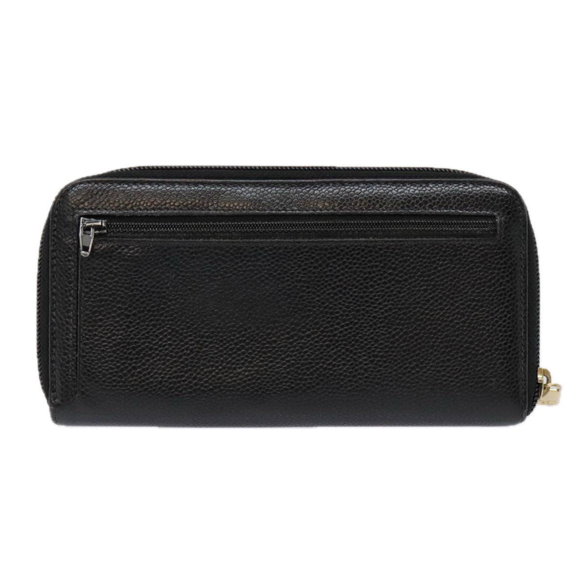 CHANEL Long Wallet Caviar Skin Black Gold CC bs18828