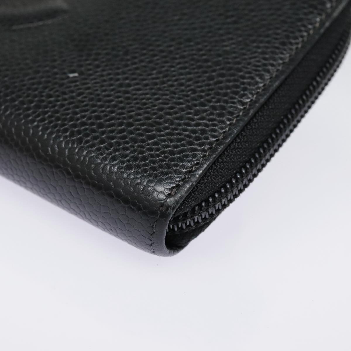 CHANEL Long Wallet Caviar Skin Black Gold CC bs18828
