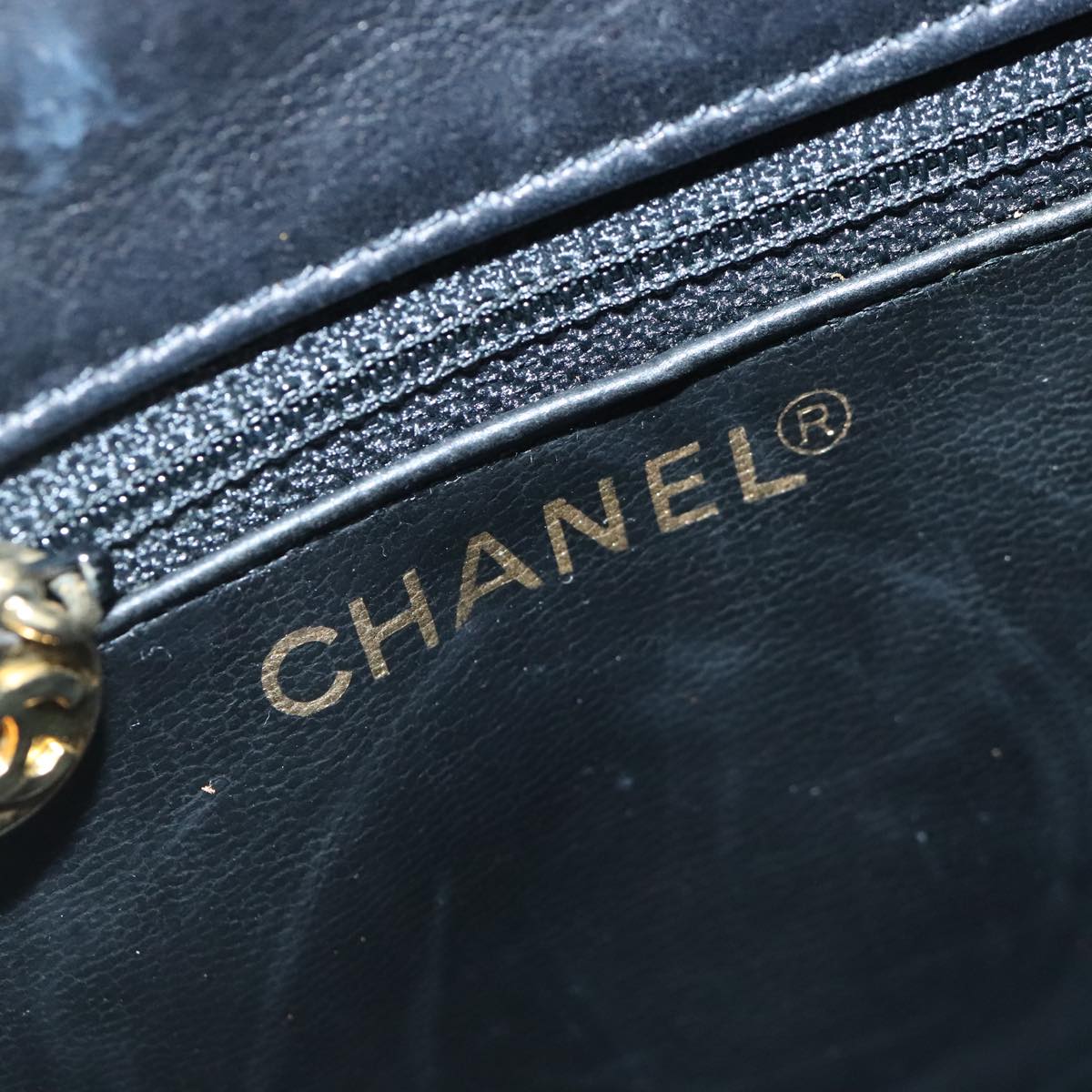 CHANEL V Stitch Waist bag Patent leather Black Gold CC bs18829