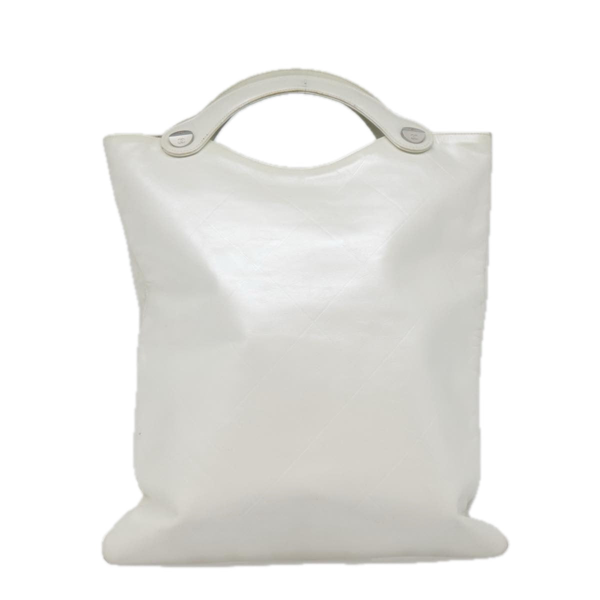 CHANEL Matelasse Hand Bag Leather White CC bs18834