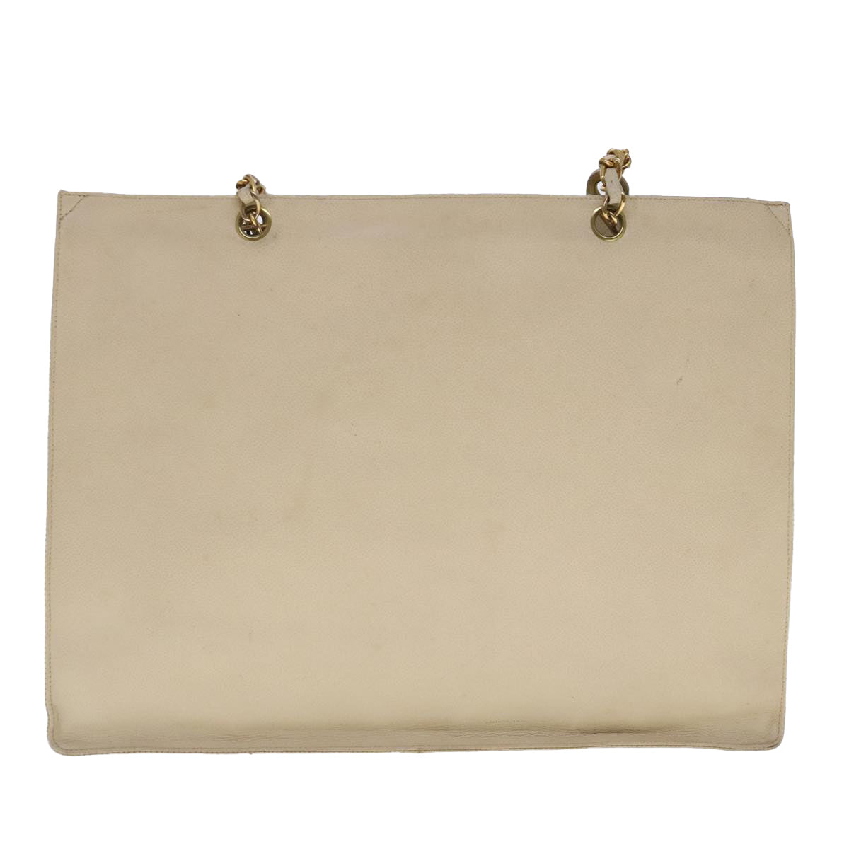 CHANEL COCO Mark Chain Tote Bag Caviar Skin Beige Gold CC bs18886