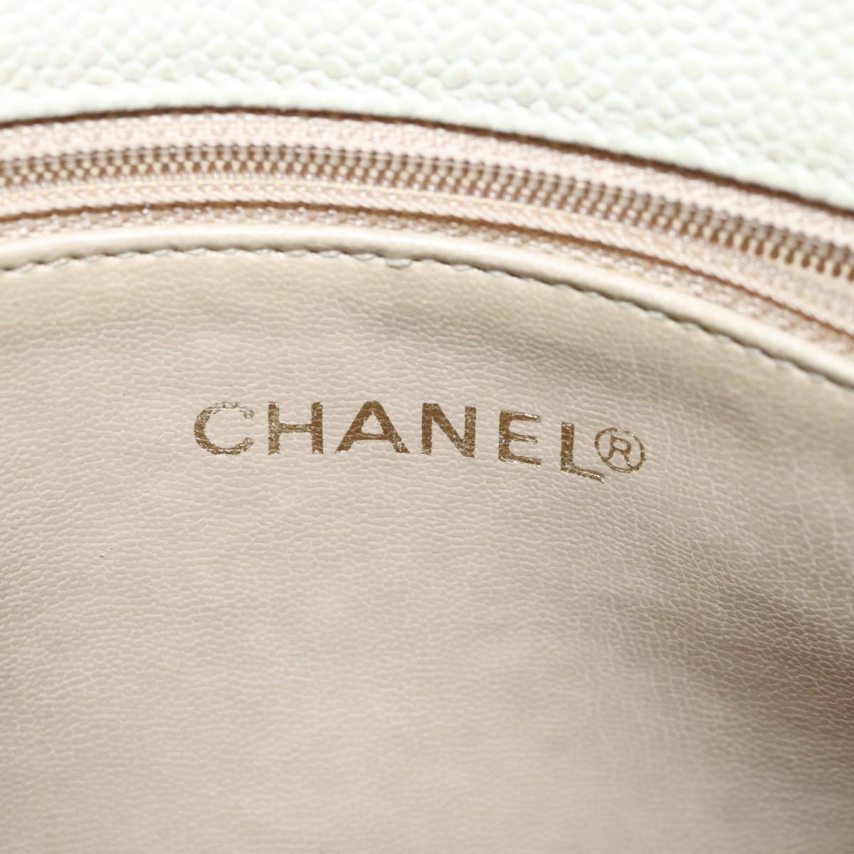CHANEL Matelasse Chain Shoulder Bag Caviar Skin Beige CC bs18887