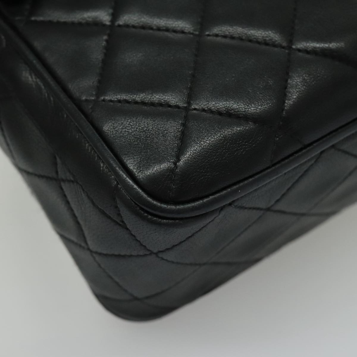 CHANEL Matelasse Shoulder Bag Lamb Skin Black Gold CC bs19046