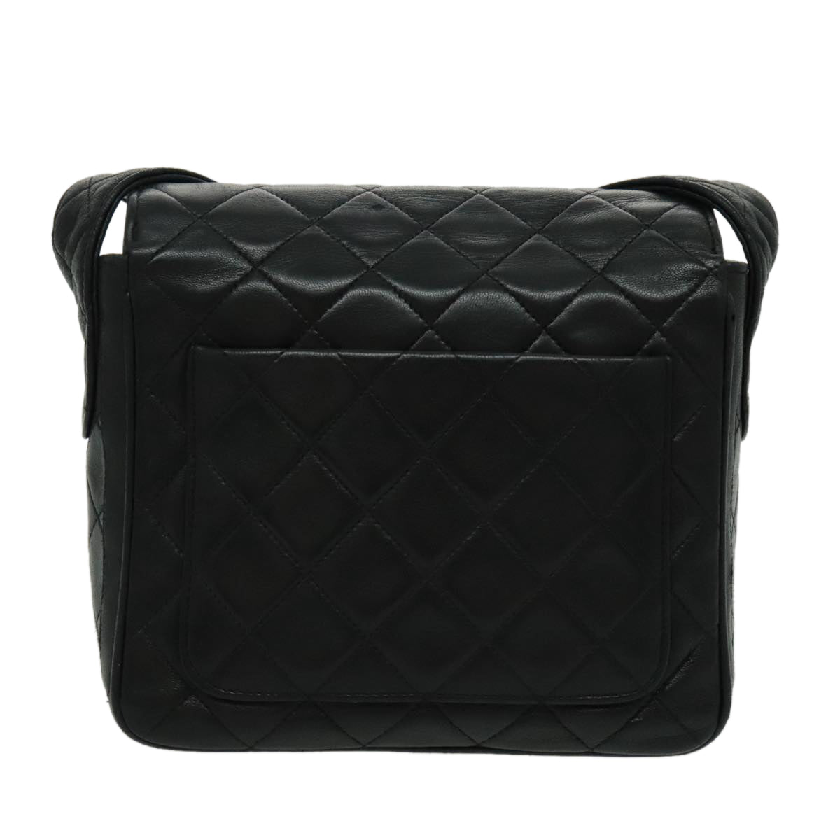 CHANEL Matelasse Shoulder Bag Lamb Skin Black Gold CC bs19046