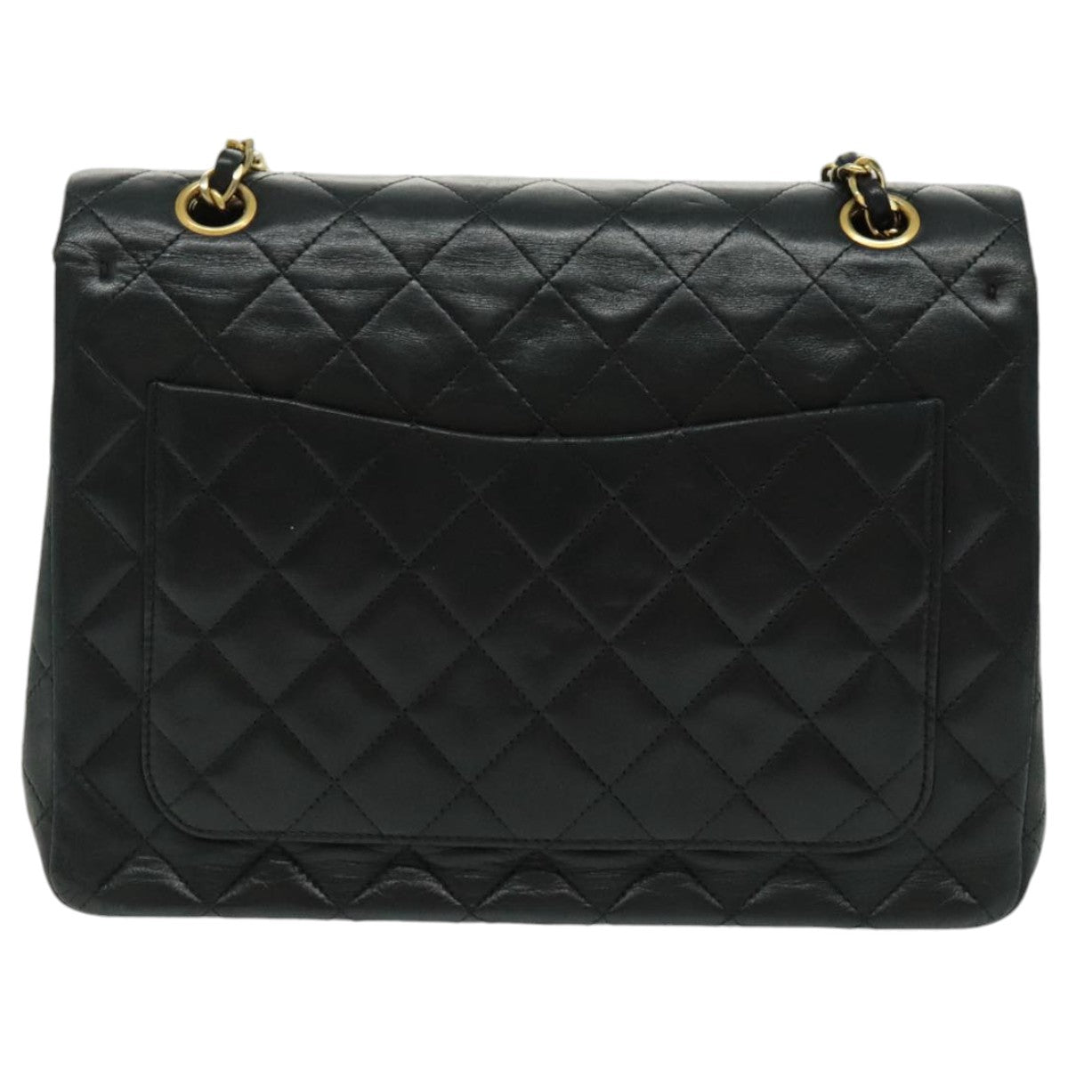 CHANEL Matrasse Chain Shoulder Bag Lamb Skin Black Gold CC bs19047A