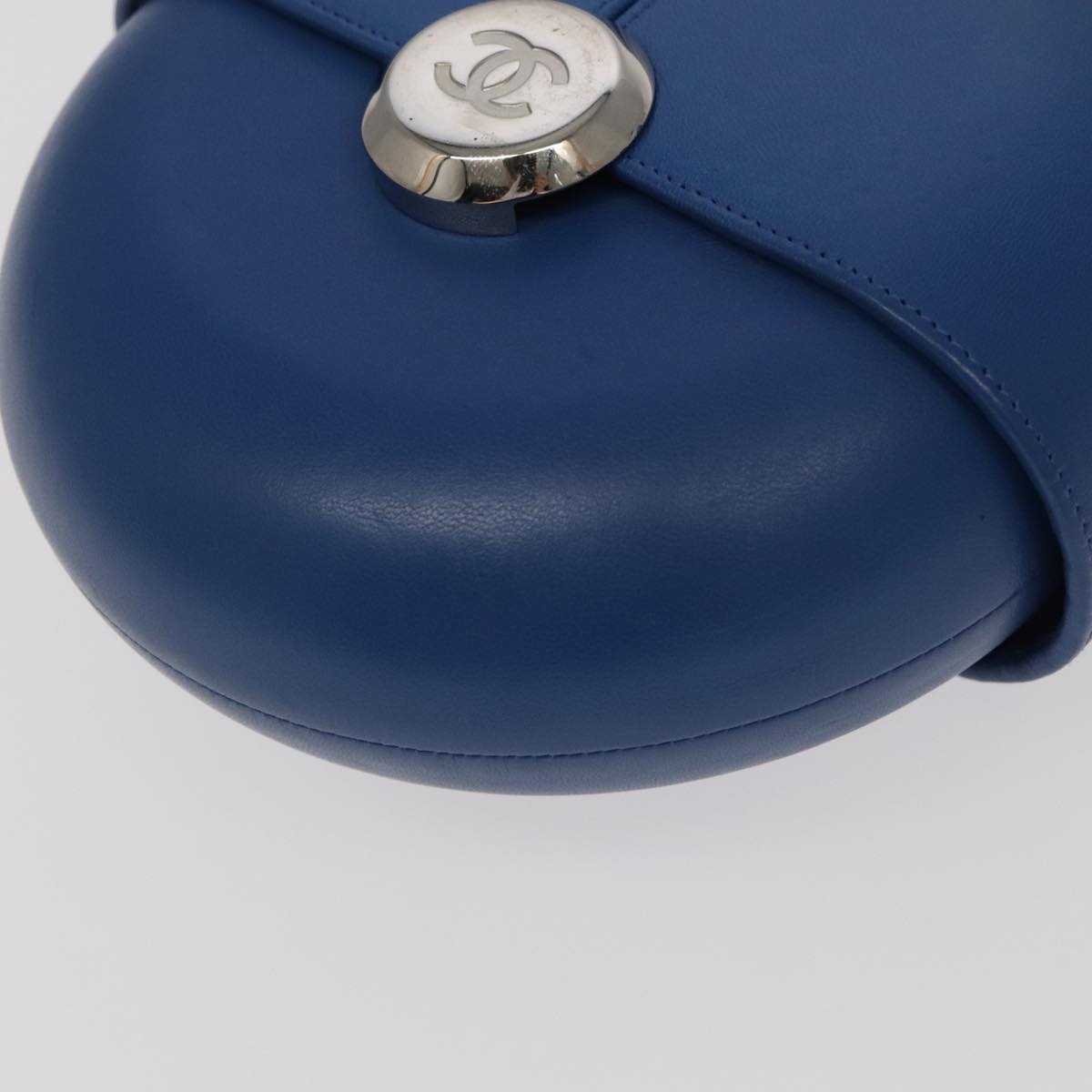 CHANEL Chain Shoulder Bag Lamb Skin Blue CC bs19049A