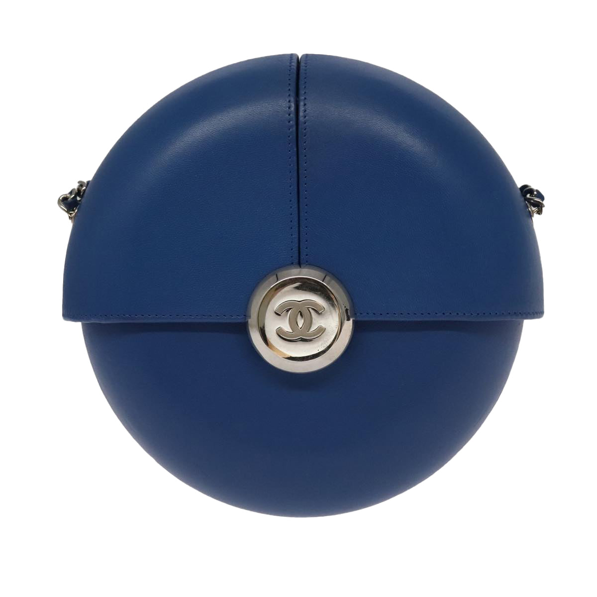 CHANEL Chain Shoulder Bag Lamb Skin Blue CC bs19049A