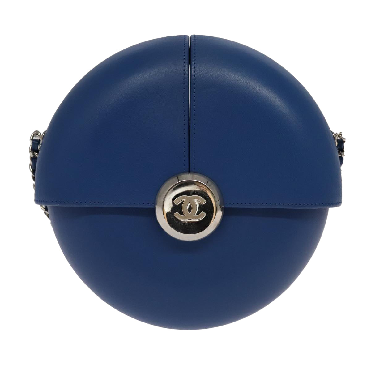 CHANEL Chain Shoulder Bag Lamb Skin Blue CC bs19049A