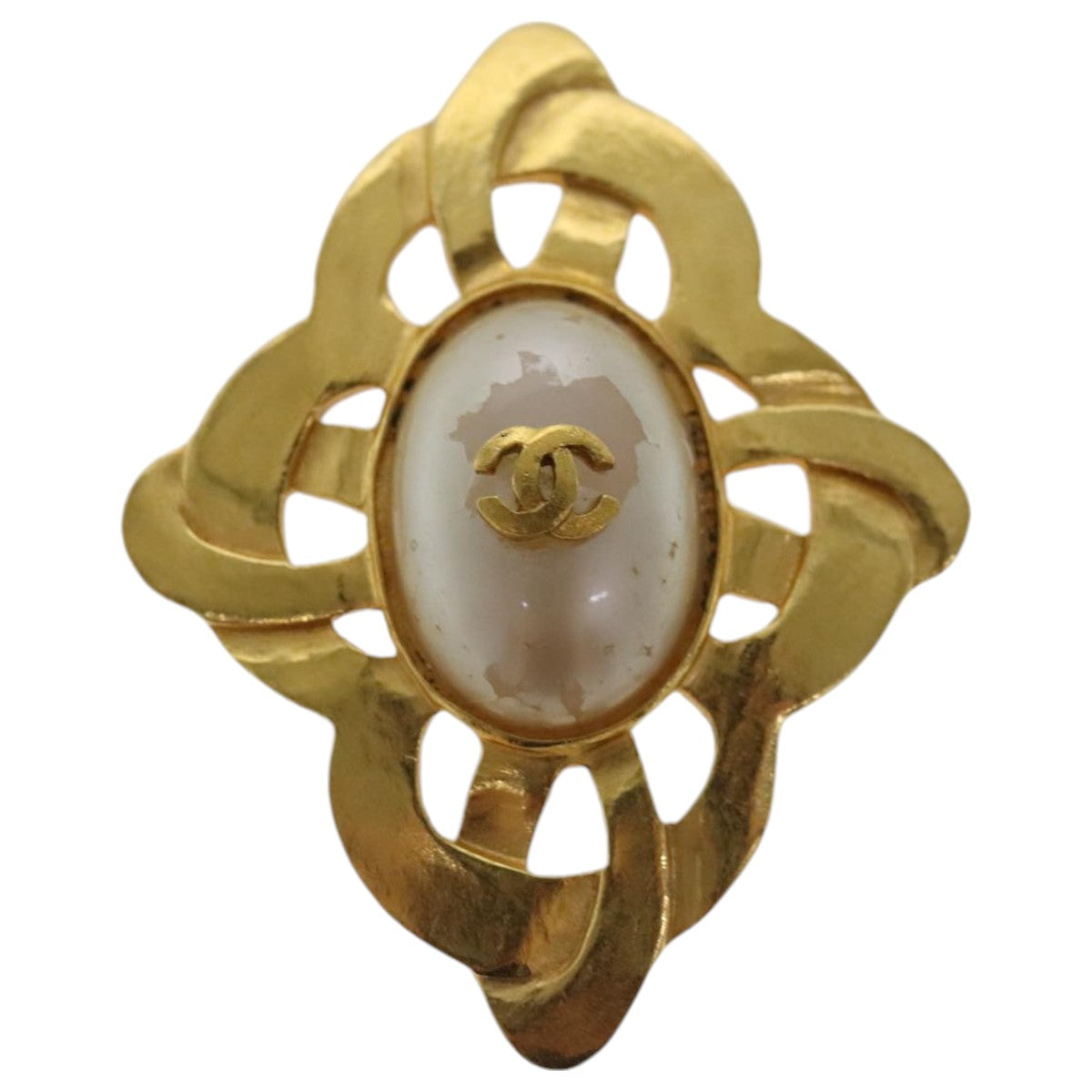 CHANEL Brooch metal Gold Tone CC bs19066