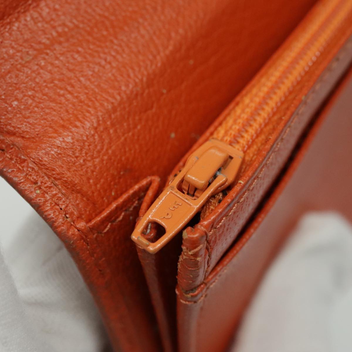 CHANEL Long Wallet Leather Orange Gold CC bs19169