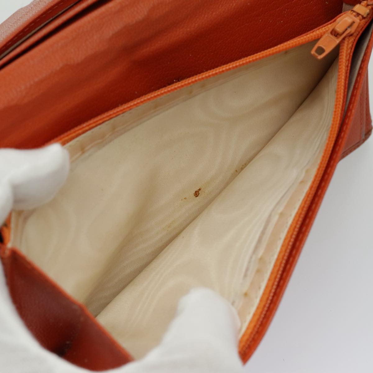 CHANEL Long Wallet Leather Orange Gold CC bs19169