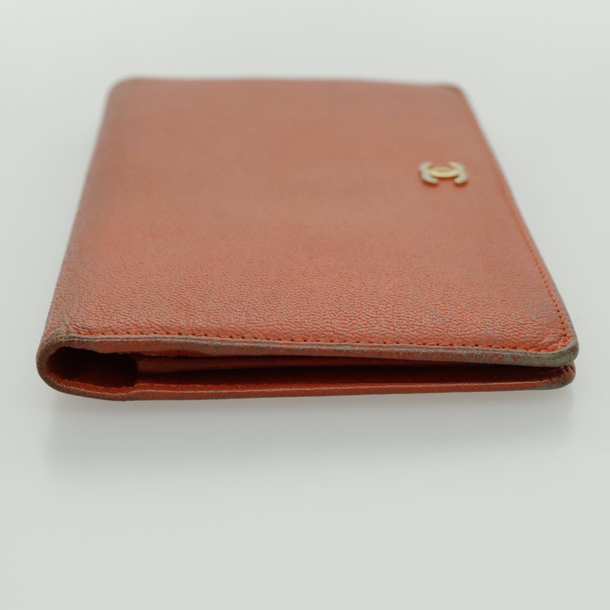 CHANEL Long Wallet Leather Orange Gold CC bs19169