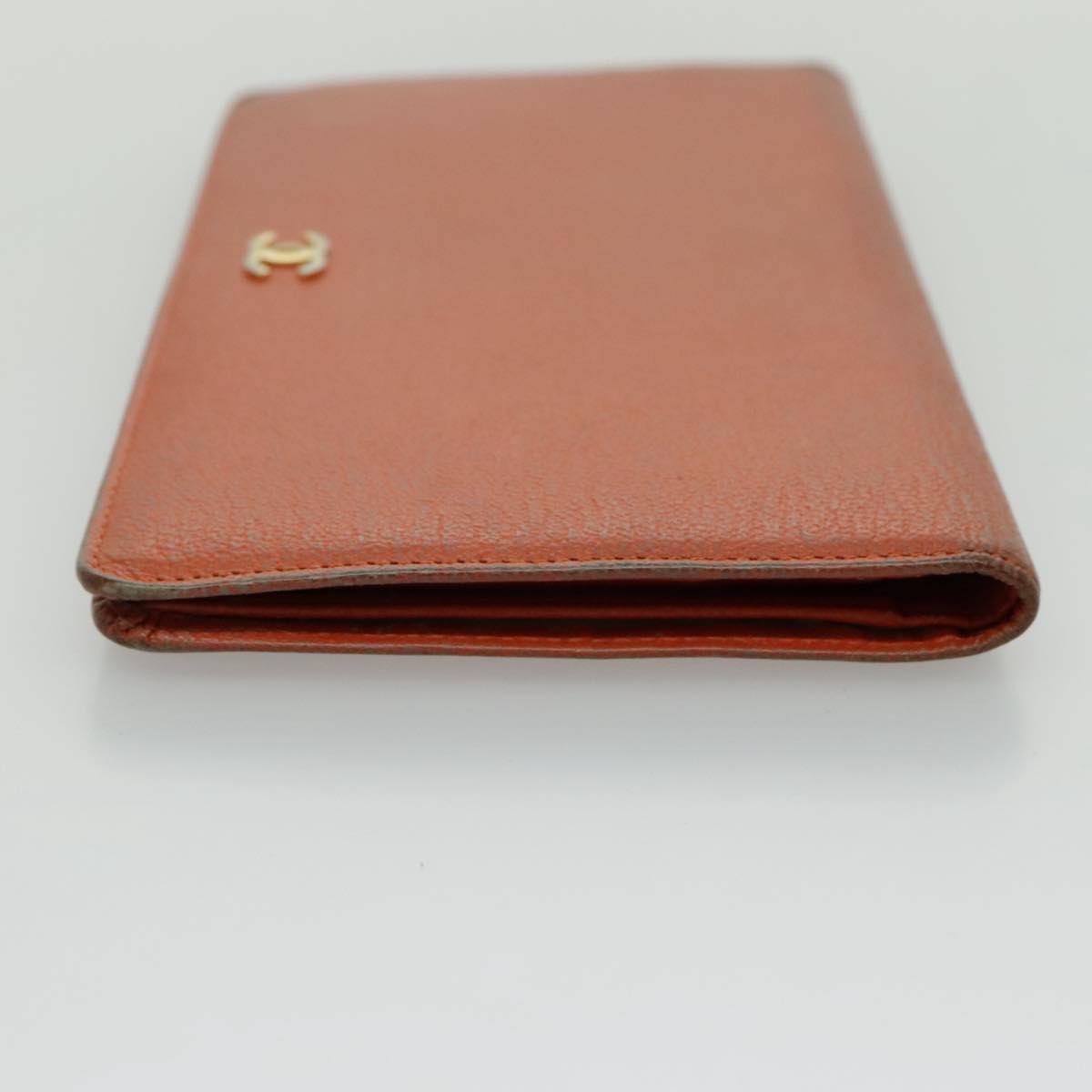CHANEL Long Wallet Leather Orange Gold CC bs19169