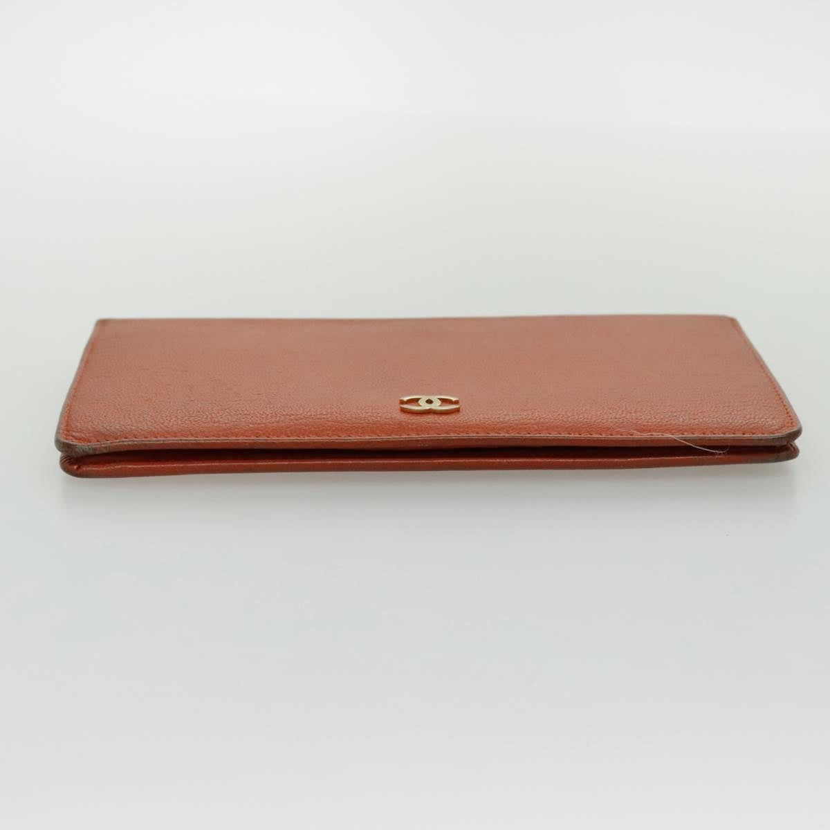CHANEL Long Wallet Leather Orange Gold CC bs19169