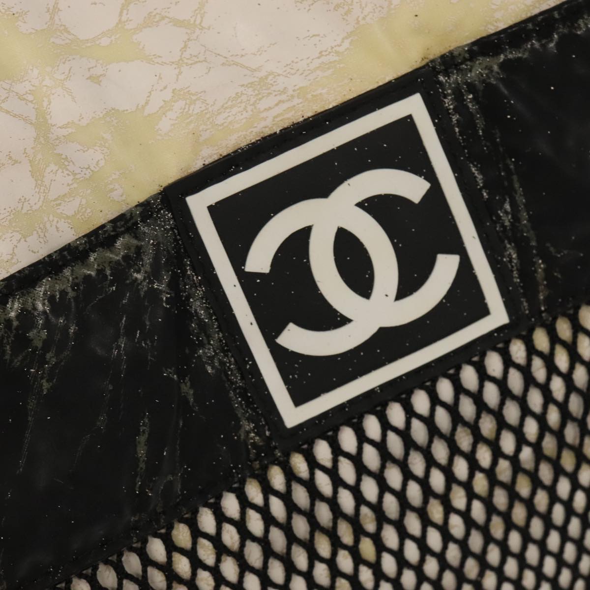CHANEL Chanel Sports Shoulder Bag Nylon White Black CC bs19291