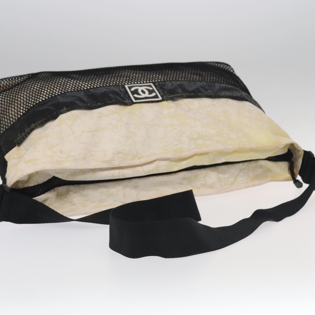 CHANEL Chanel Sports Shoulder Bag Nylon White Black CC bs19291
