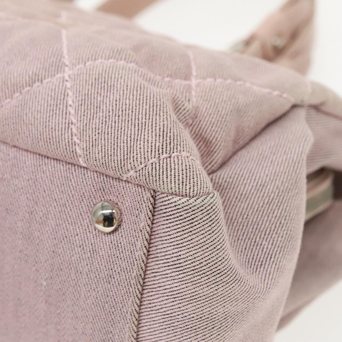 CHANEL Matelasse COCO Mark Hand Bag Canvas Pink Silver CC bs19387